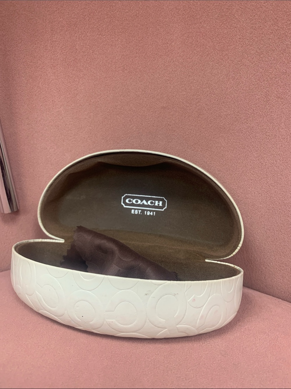 Coach White Sunglasses Case with Brown Interior